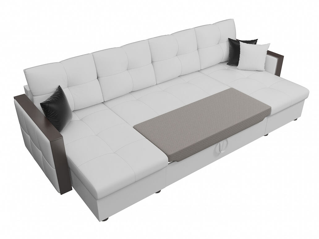 П-образный диван Валенсия Экокожа Белый5