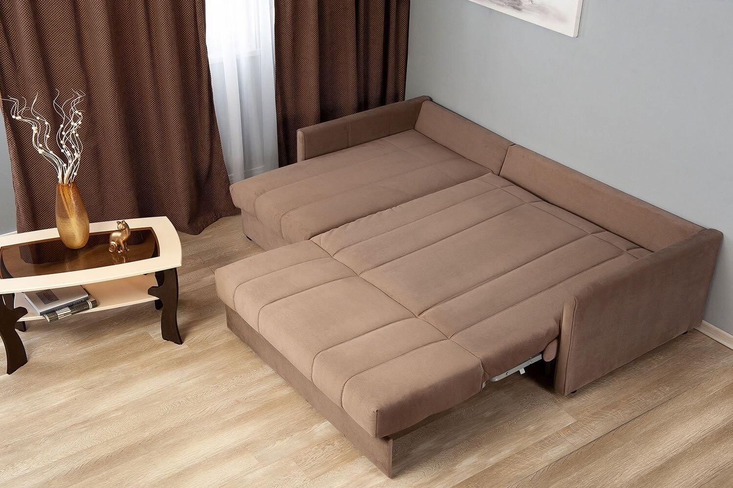 Угловой диван Доминик левый коричневый 1401