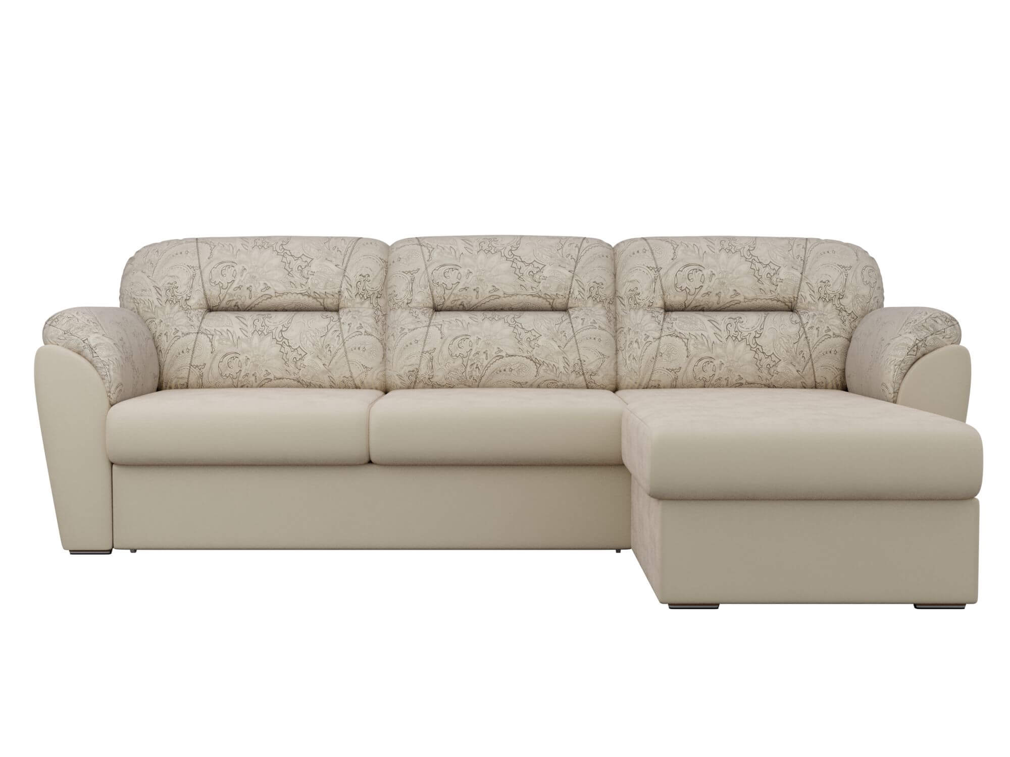 Бежевый диван с белыми подлокотниками