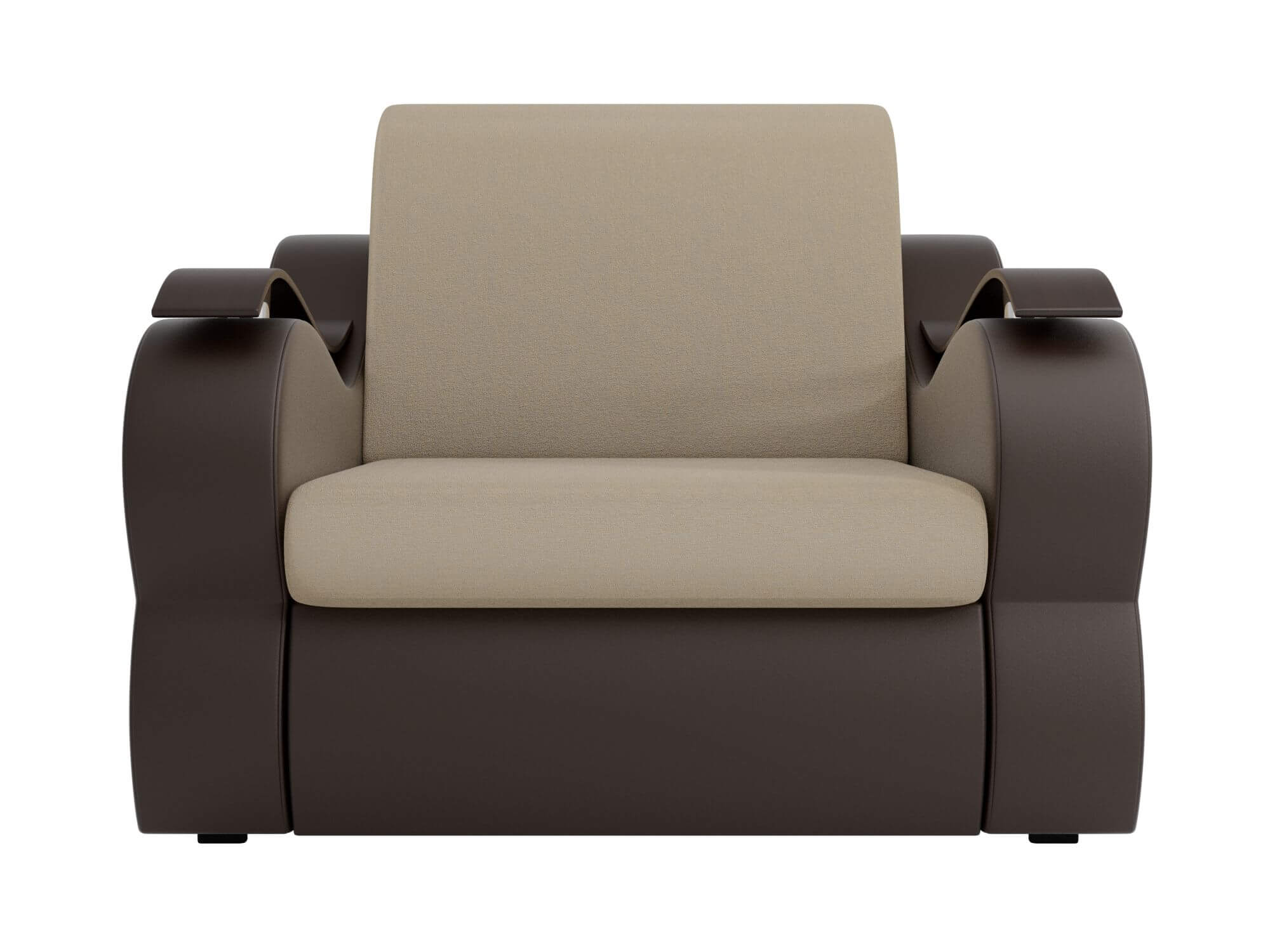 Кресло Меркурий рогожка бежевый эко кожа коричневый 602
