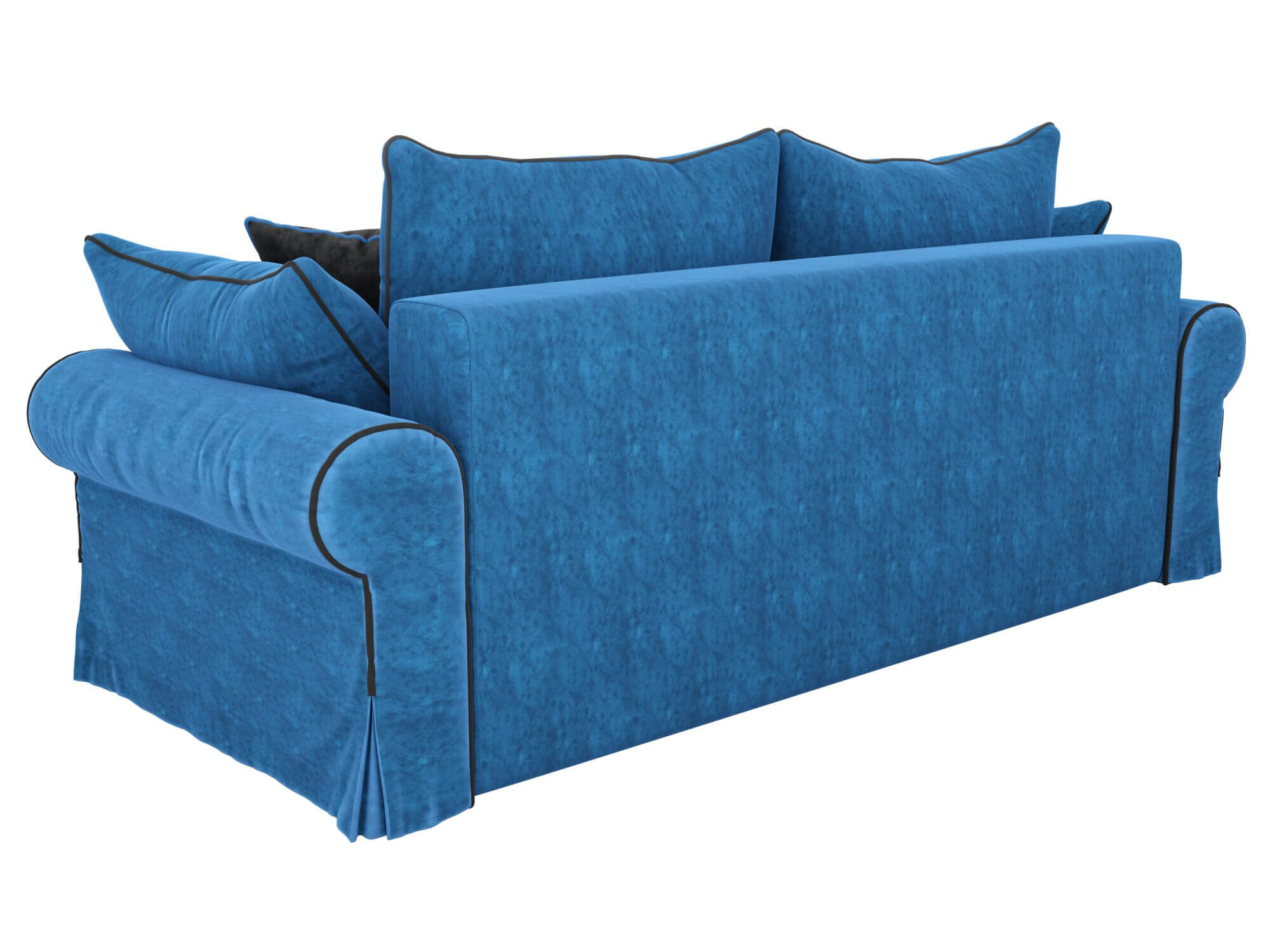 Серый диван с фиолетовыми подушками