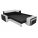 Угловой диван Мустанг с двумя пуфами вельвет черный эко кожа белый левый