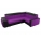 Угловой диван Мустанг с двумя пуфами вельвет фиолетовый эко кожа черный правый